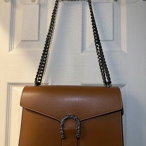Marina Galanti Leather Shoulder Bag with Adjustable Chain Strap
